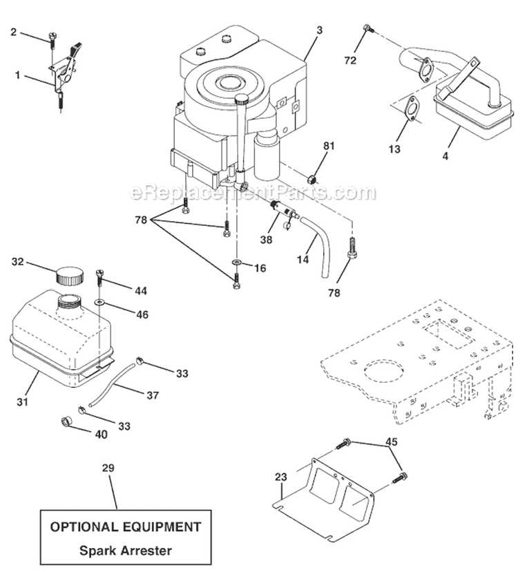 Page E Diagram and Parts List for WE1338A  Weed Eater Lawn Tractor
